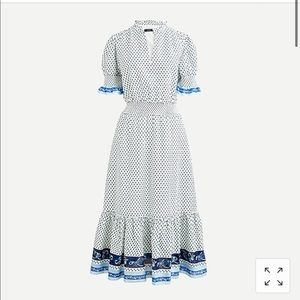 NWT J Crew Smocked Cotton Voile Midi Dress - Small